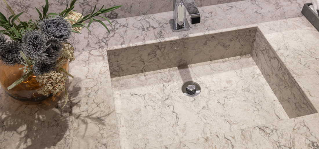 6046 Moorland Fog 洗面化粧台ワークトップ、キャビネット